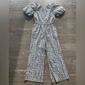 Boden Black and White Floral Jumpsuit